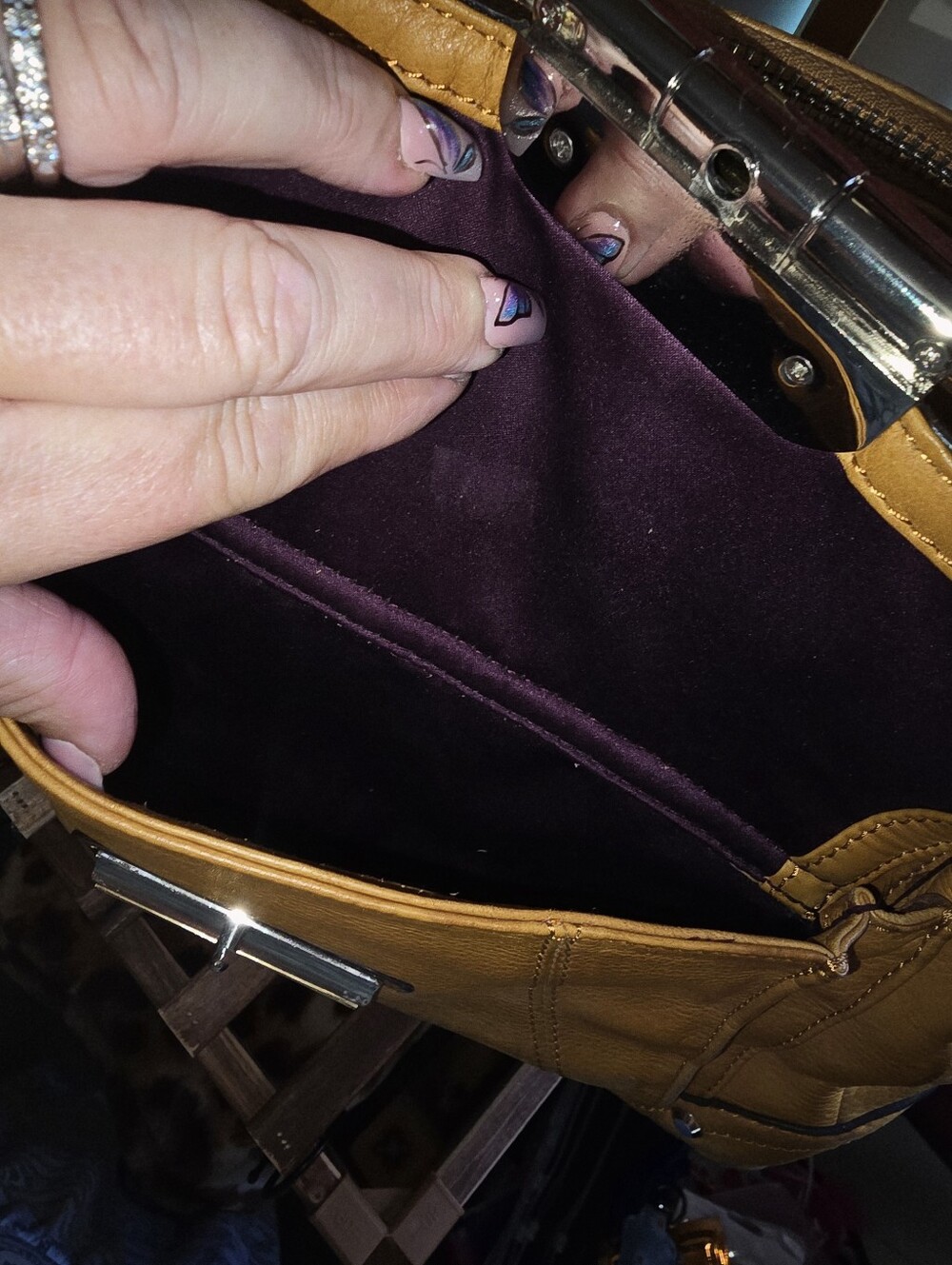 B. Makowsky Yellow Leather Shoulder Bag- Rehab Project - Picture 7 of 13